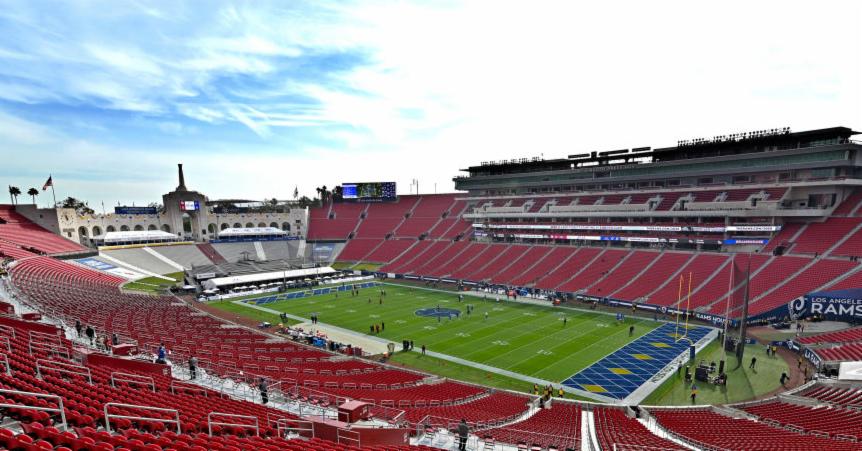 General view of the Los Angeles Memorial Coliseum for the game between the Arizona Cardinals and the Los Angeles Rams on December 29