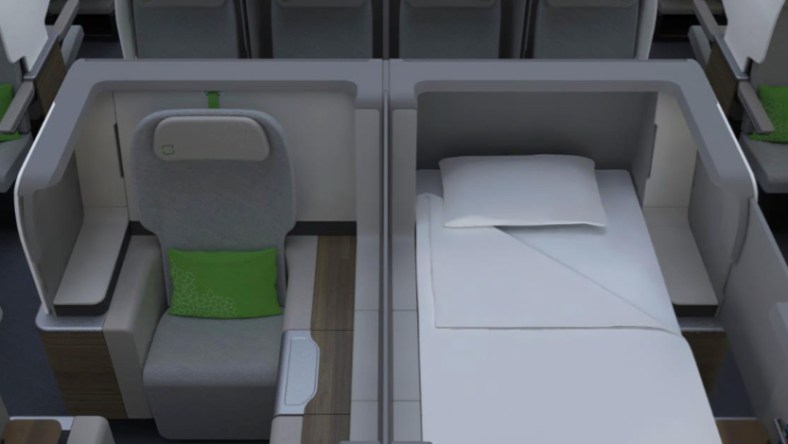 A lie-flat premium economy seat concept