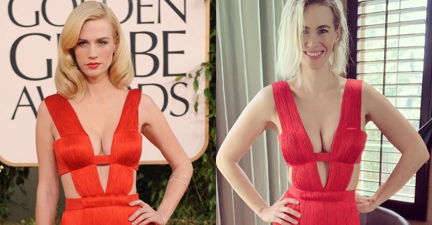 January Jones Goes Viral For Wearing Throwback Golden Globes Dress Maxim