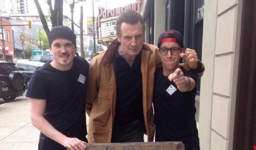 Liam Neeson eats free