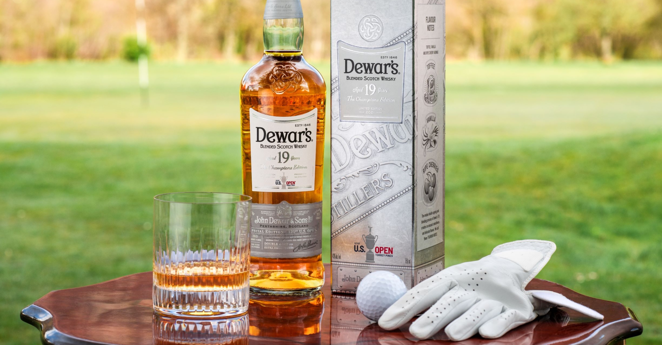 Dewar's Scotch whiskey print ad 2021 - golf trophy US Open