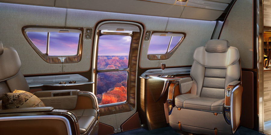 Embraer Lineage 1000e's SkyRanch One interior (Photo: Sotto Design/Embraer Executive Jet)