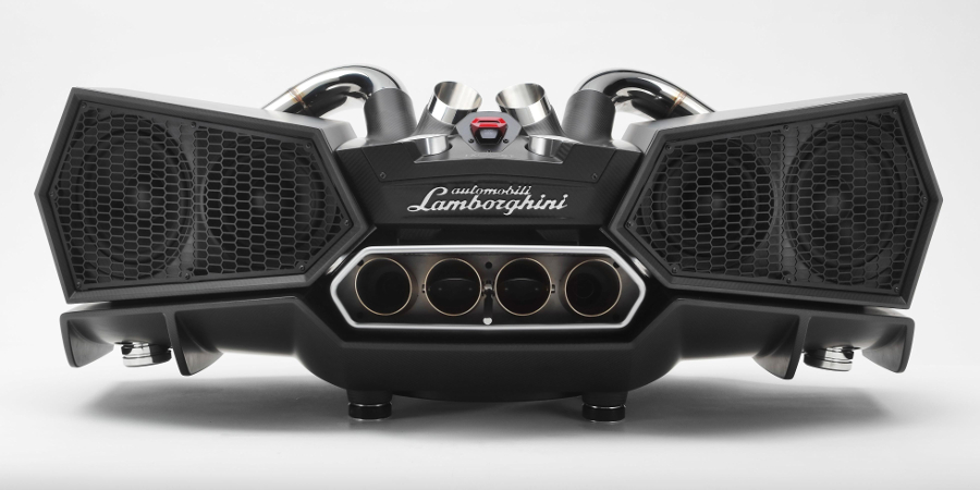 The Lambo-inspired EsaVox carbon fiber docking station speaker (Photo: iXoost)