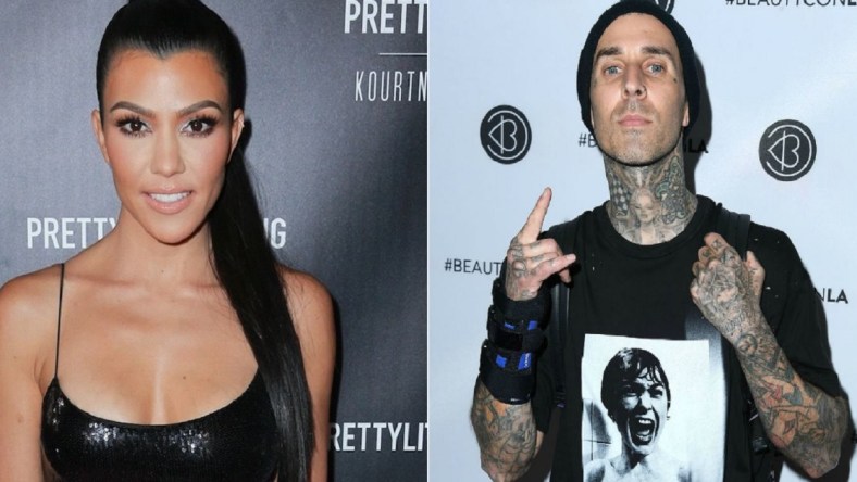 Left: Kourtney Kardashian Right: Travis Barker